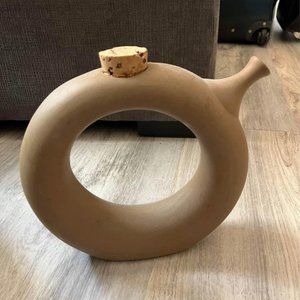 Hartstone ceramic round circular vase jug signed on bottom